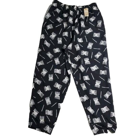 Chaus Pants - Vintage Chaus LG Black White Elastic Waist Lounge Leisurewear Lightweight Pants